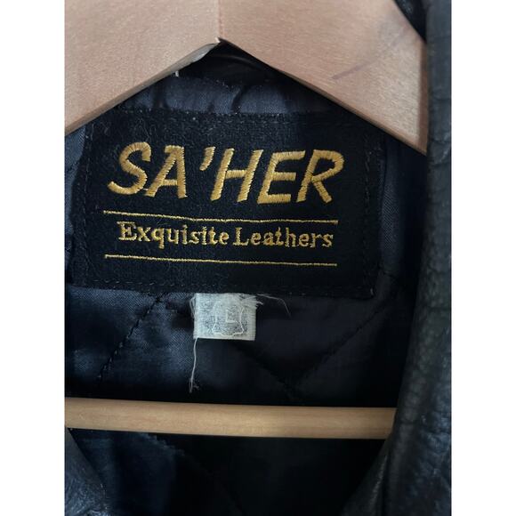 Vintage SA’HER Leathers Motorcycle Jacket Embossed “AMERICA” Eagle 80s L - Picture 4 of 16